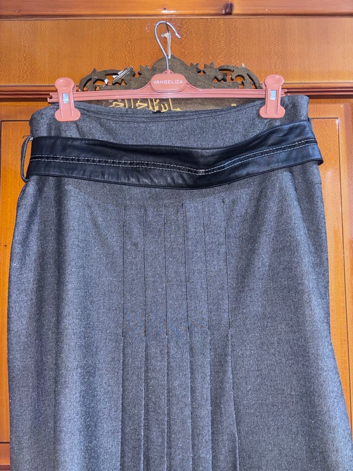 46 beden gri kuşaklı etek - Görsel 2