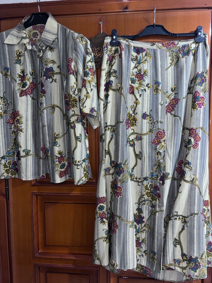 Özel dikim etek gömlek vintage takım - Görsel 2