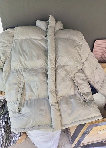 Gri Kadın Midi Kışlık Fermuarlı Mont - Görsel 6