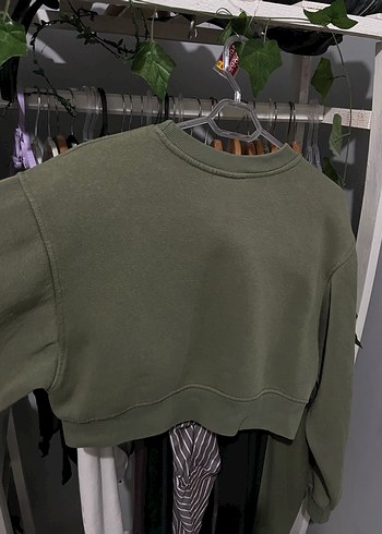 Kadın Haki Oversize Sweatshirt - Görsel 3