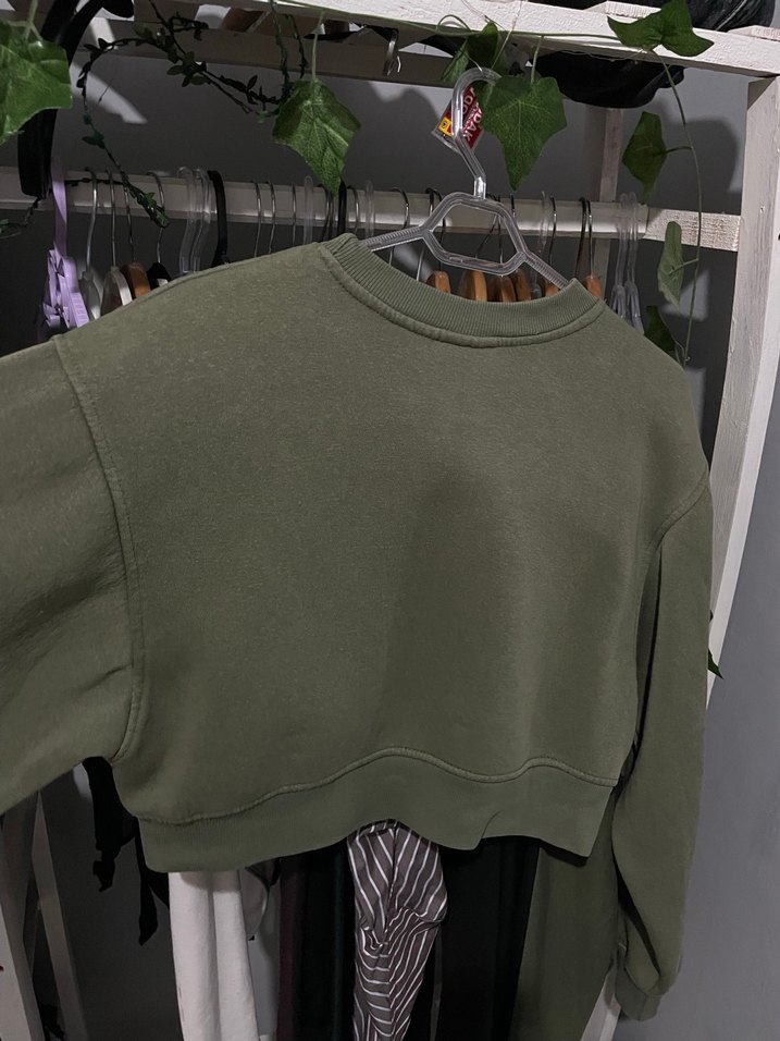 Kadın Haki Oversize Sweatshirt - Görsel 3