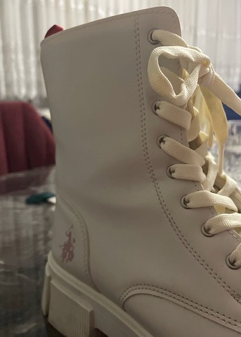 Beyaz Kadın Platform Topuklu Street Wear Bot - Görsel 2