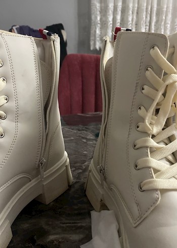 Beyaz Kadın Platform Topuklu Street Wear Bot - Görsel 3