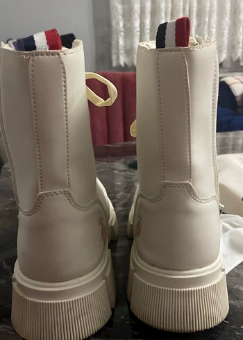 Beyaz Kadın Platform Topuklu Street Wear Bot - Görsel 4