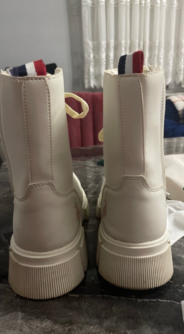 Beyaz Kadın Platform Topuklu Street Wear Bot - Görsel 4