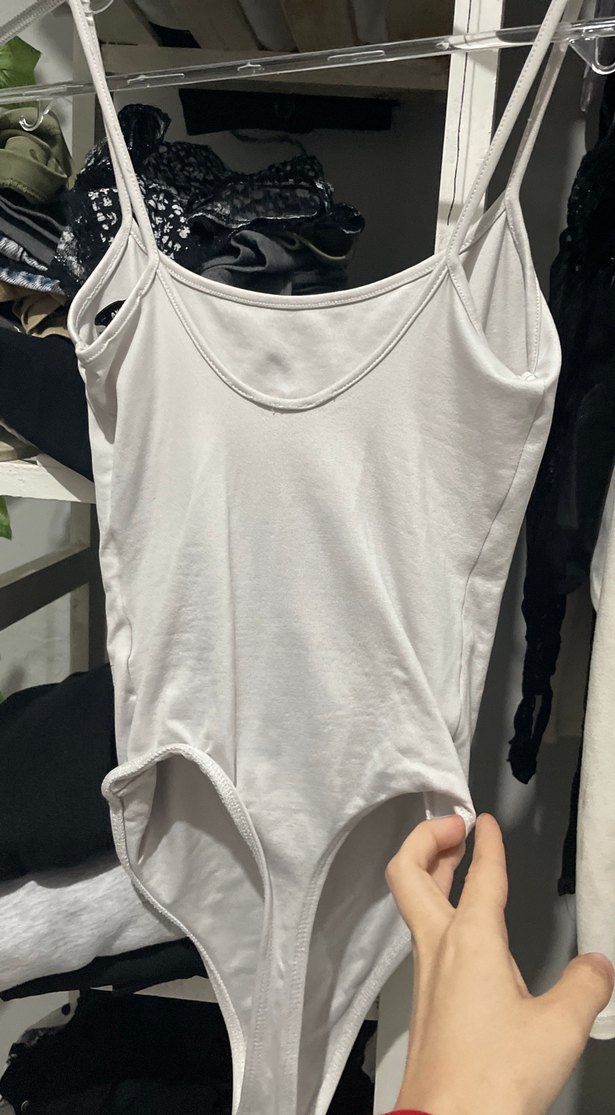 Askısız Beyaz İnce Askılı Body - Görsel 2