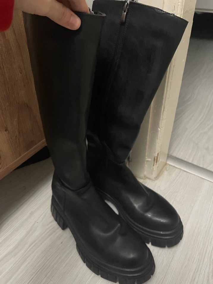 Kadın Siyah Dizüstü Lastik Bot - Görsel 4