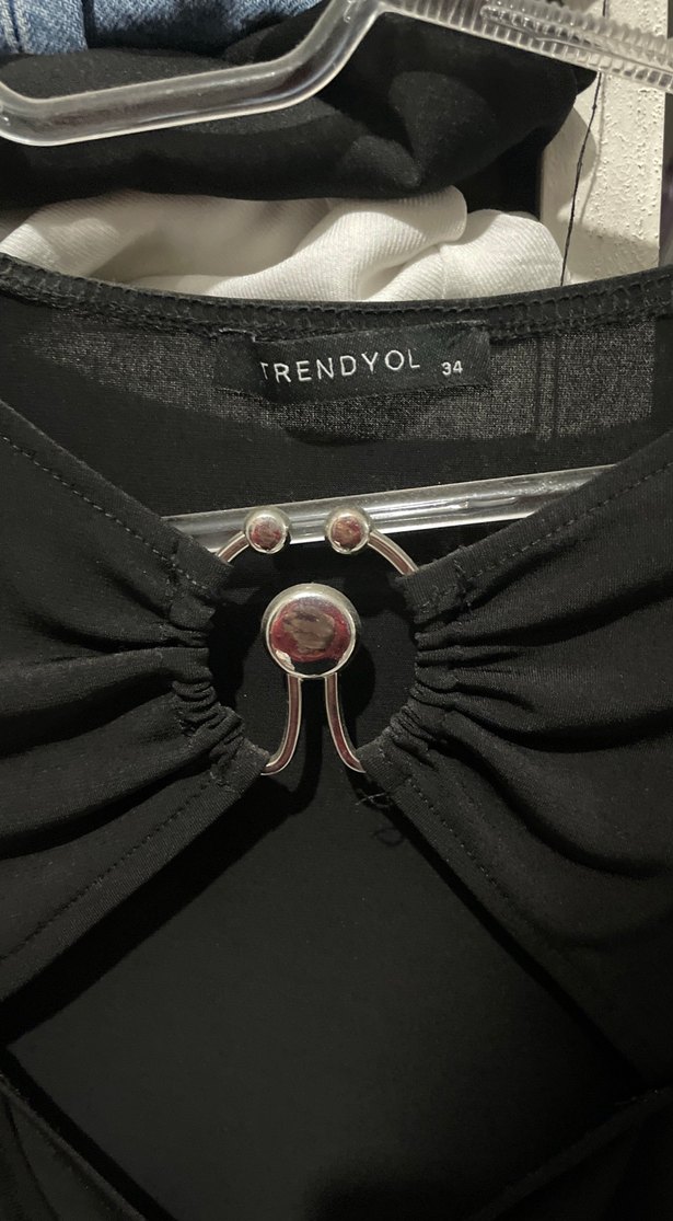 Siyah Gotik Kadın Bluz, Uzun Kollu, Tokalı - Görsel 2