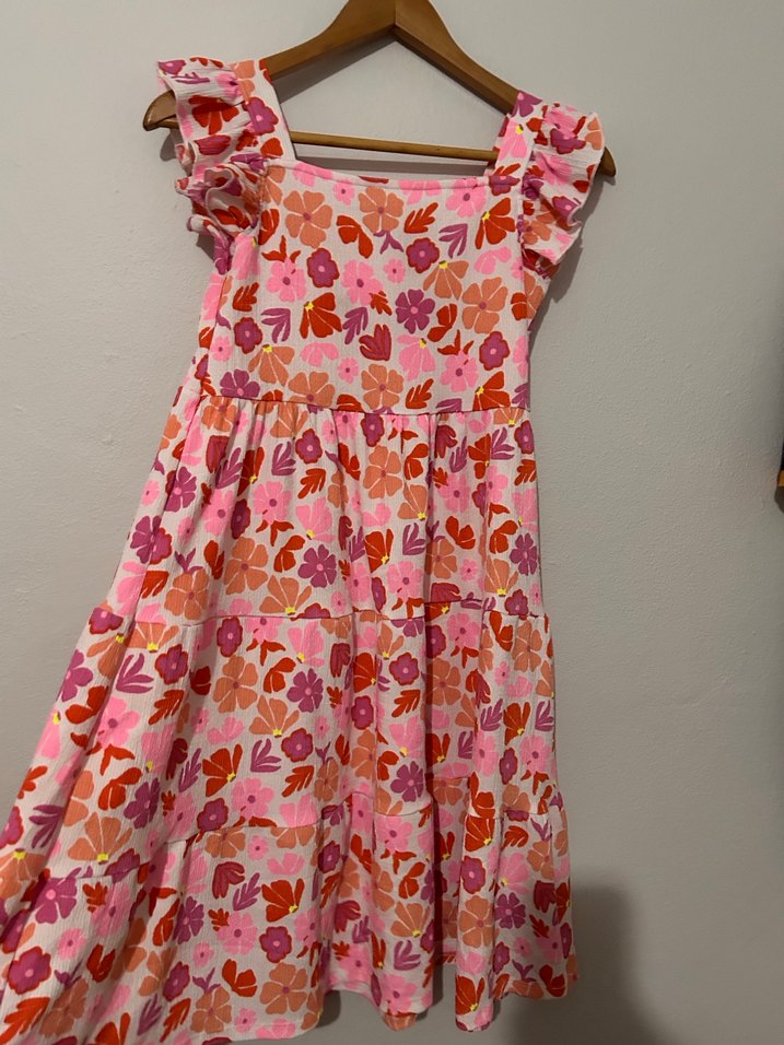 Pembe Çiçekli kız çocuk elbisesi - Görsel 2