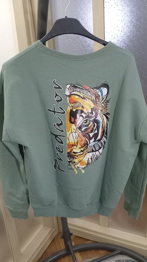 Yeşil Baskılı erkek Sweatshirt - Görsel 2