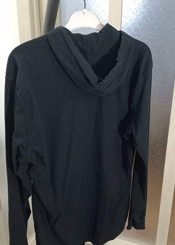 Siyah Erkek Keten Kapüşonlu sweat - Görsel 2