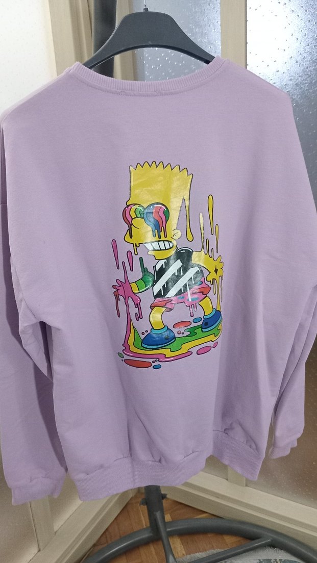 Mor Baskılı erkek Sweatshirt - Görsel 2