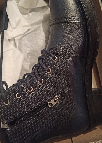 Erkek Deri Lacivert Fermuarlı ve Bağcıklı Bot - Görsel 3