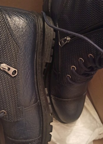 Erkek Deri Lacivert Fermuarlı ve Bağcıklı Bot - Görsel 2