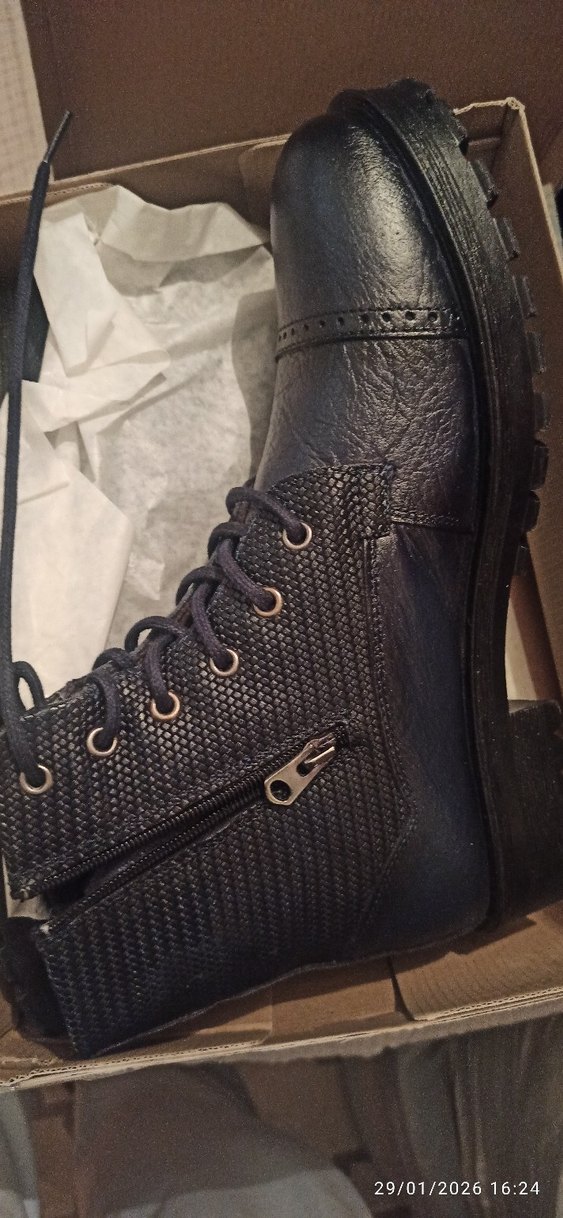 Erkek Deri Lacivert Fermuarlı ve Bağcıklı Bot - Görsel 3