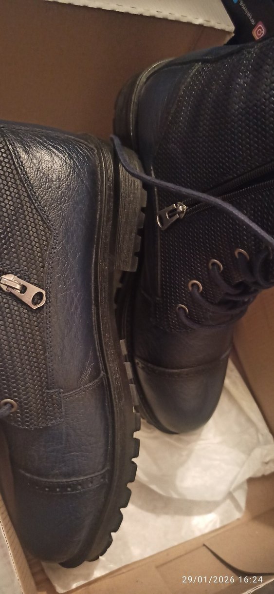 Erkek Deri Lacivert Fermuarlı ve Bağcıklı Bot - Görsel 2