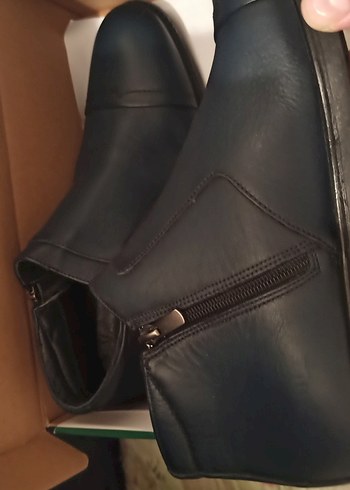 Klasik Lacivert Deri Erkek Bot. Fermuarlı - Görsel 3