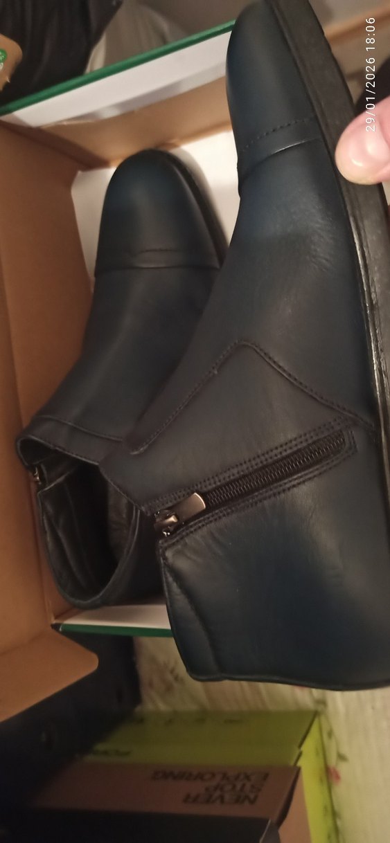 Klasik Lacivert Deri Erkek Bot. Fermuarlı - Görsel 3