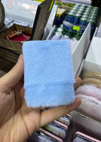 Tüylü Beyaz Cep Makyaj Aynası - Görsel 7