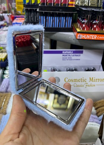 Tüylü Beyaz Cep Makyaj Aynası - Görsel 9