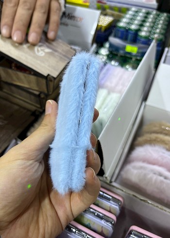 Tüylü Beyaz Cep Makyaj Aynası - Görsel 8