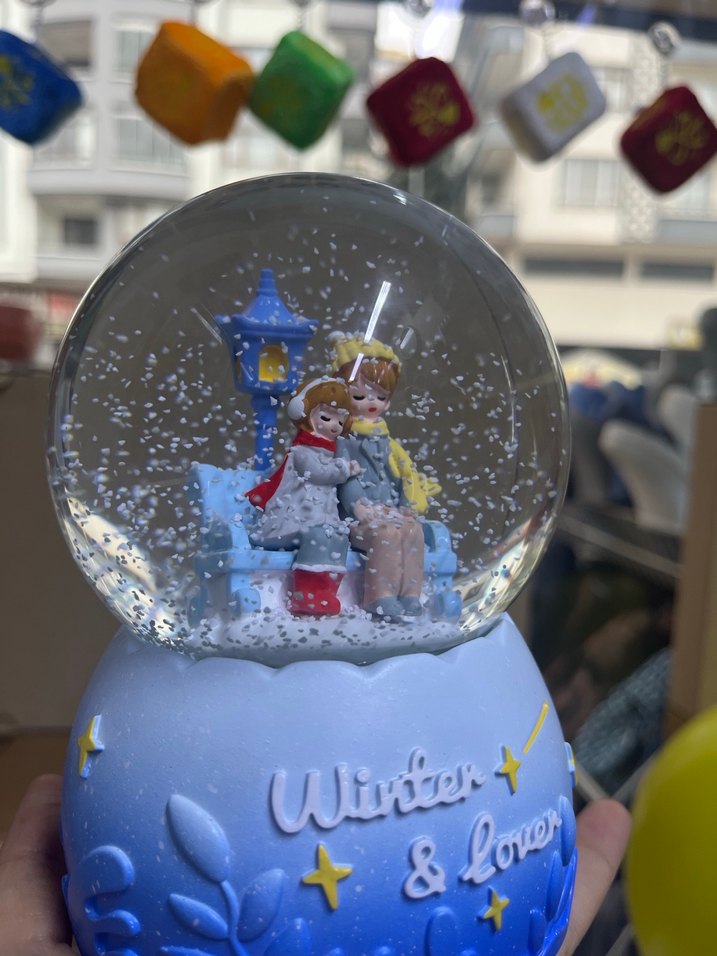 Büyük Boy Mavi Kar Temalı Kar Küresi Figürlü - Görsel 2