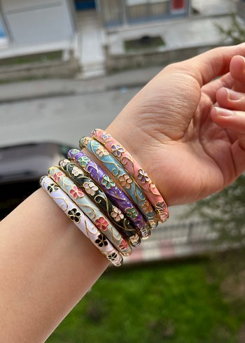 Çiçek Desenli Renkli Mineli Bileklik - Görsel 6