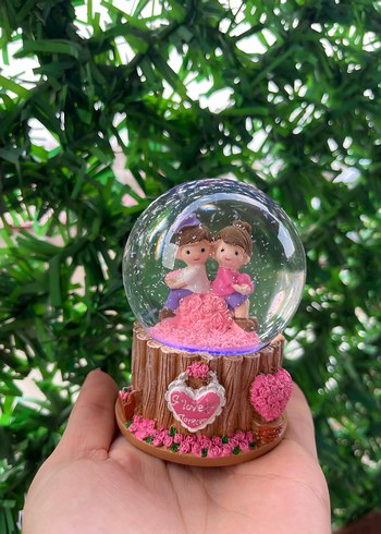 Renkli Pembe Aşıklar Kar Küresi Biblosu - Görsel 4