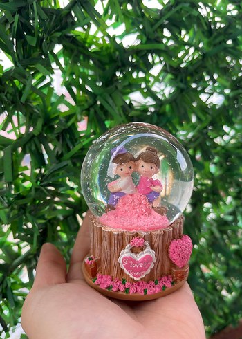 Renkli Pembe Aşıklar Kar Küresi Biblosu - Görsel 3