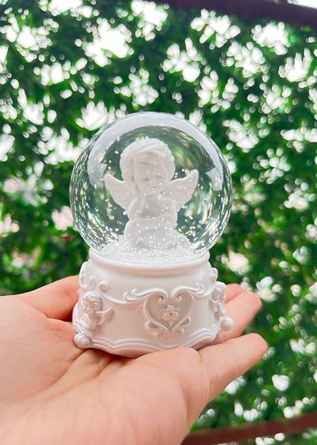 Beyaz Melek Figürlü Kar Küresi - Görsel 2