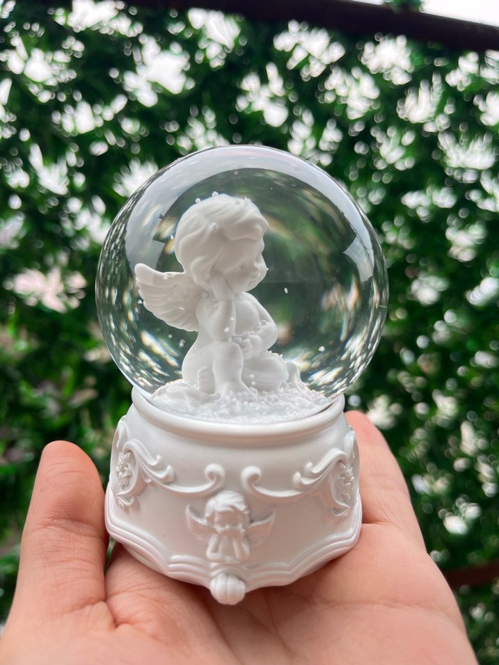 Beyaz Melek Figürlü Kar Küresi - Görsel 3