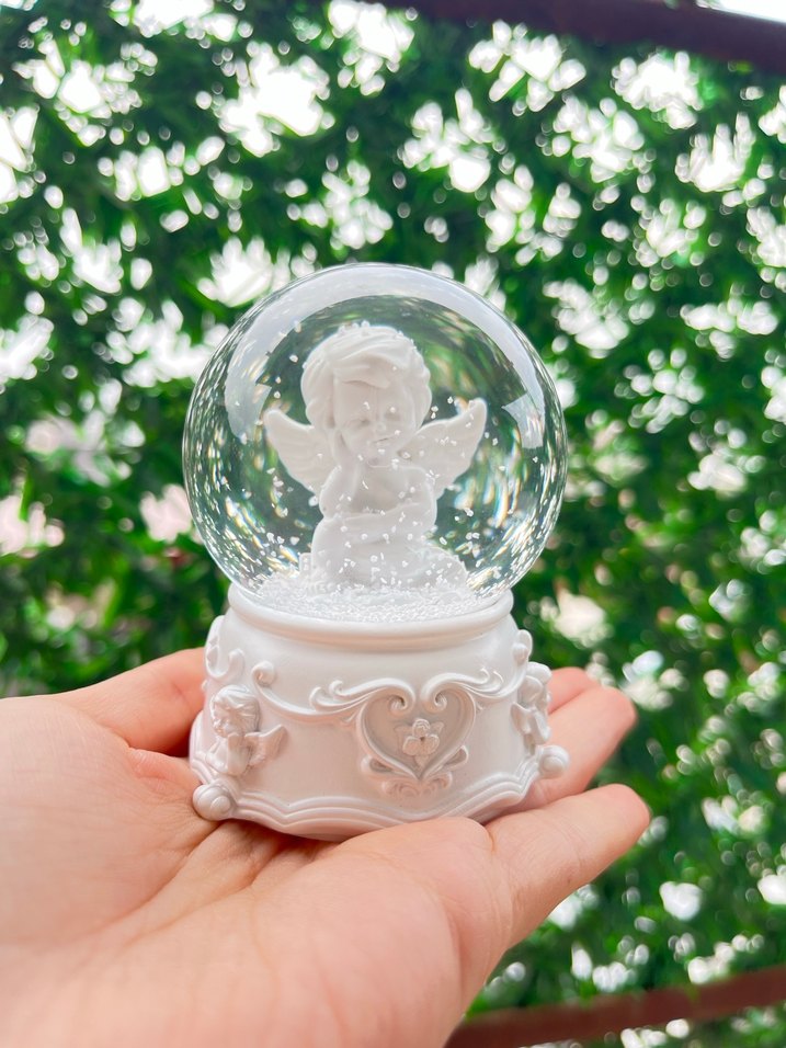 Beyaz Melek Figürlü Kar Küresi - Görsel 2