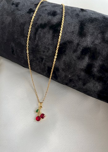 Altın Renkli Mini Kiraz Kolye - Görsel 2
