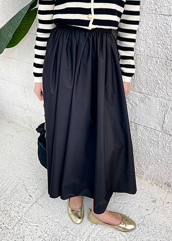 Suud Collection BALON MODEL PARAŞÜT KUMAŞ ETEK-SİYAH