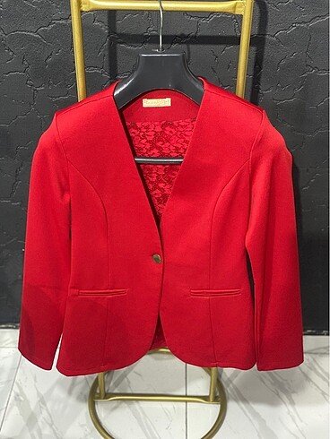 m Beden Kırmızı tek düğmeli blazer ceket