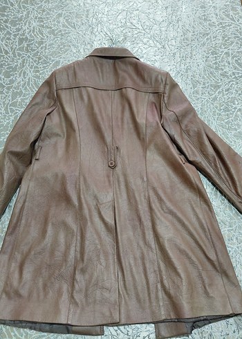 Aker Düğmeli Kahverengi Deri Kadın Ceket - Görsel 2