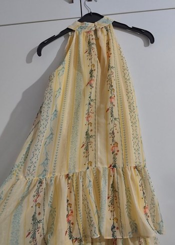 Sarı Nakışlı Bohem Uzun Elbise - Görsel 3