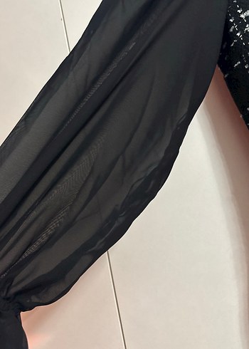 Uzun Kollu Siyah Kareli Midi Elbise - Görsel 3