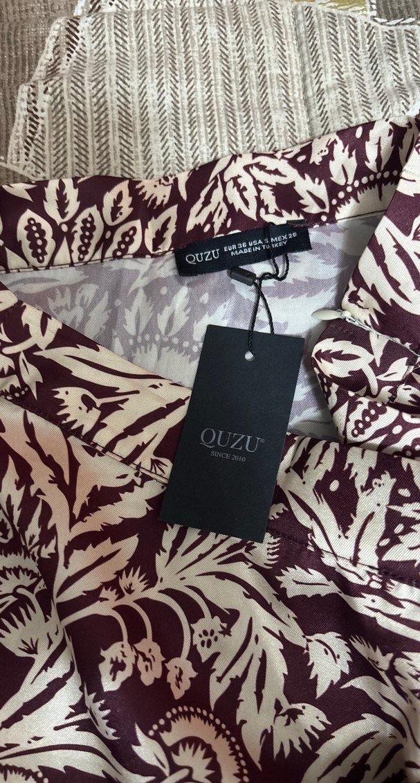 Bordo Desenli Bohem Uzun Etek - Görsel 3