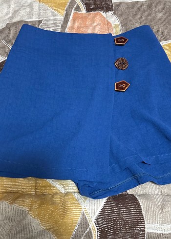 Mavi Düğmeli Mini  Şort - Görsel 2
