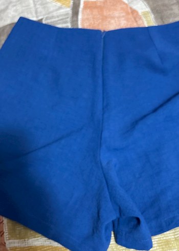 Mavi Düğmeli Mini  Şort - Görsel 4