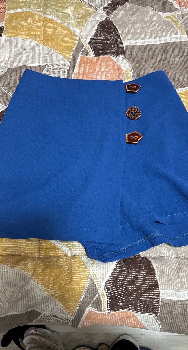 Mavi Düğmeli Mini  Şort - Görsel 2