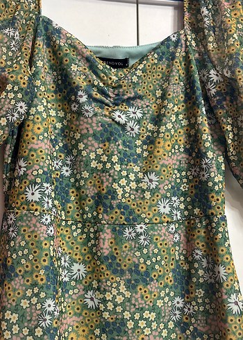 Çiçek Desenli Uzun Bohem Elbise - Görsel 2