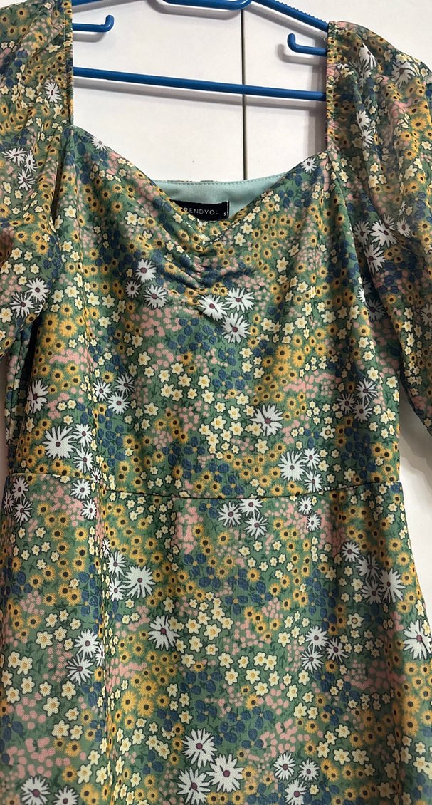 Çiçek Desenli Uzun Bohem Elbise - Görsel 2