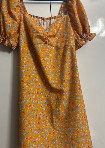 Sarı Çiçekli Bohem Midi Elbise - Görsel 2