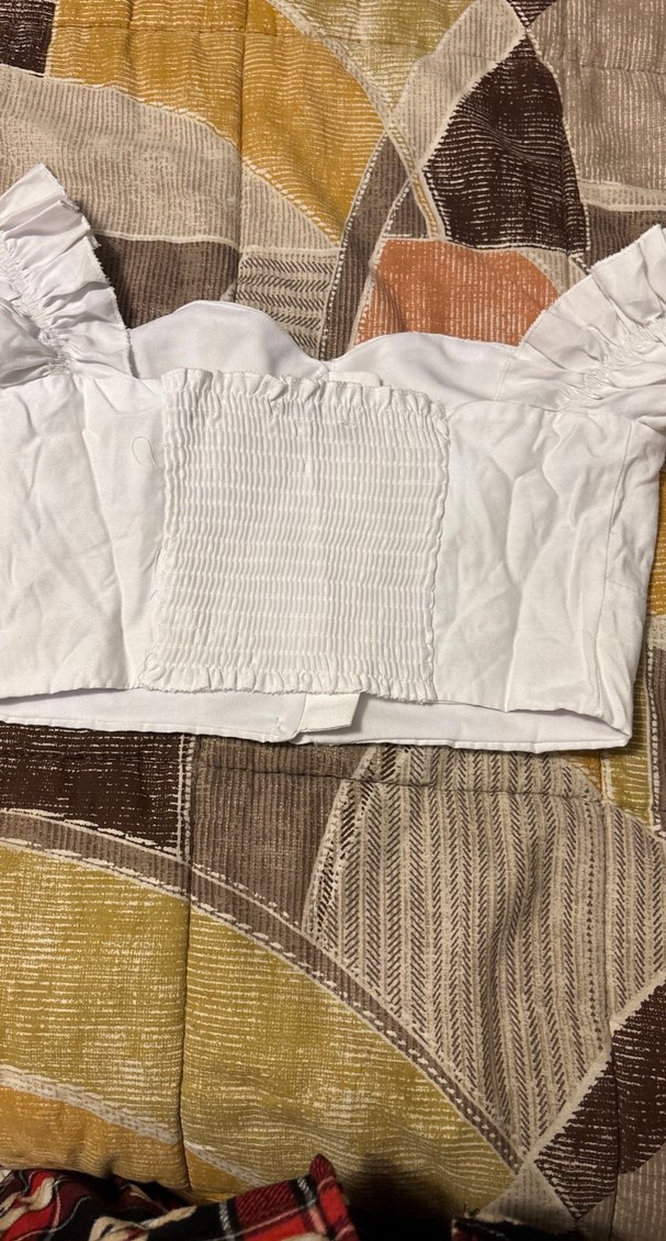 Beyaz Keten Düğmeli Bohem Bluz - Görsel 5