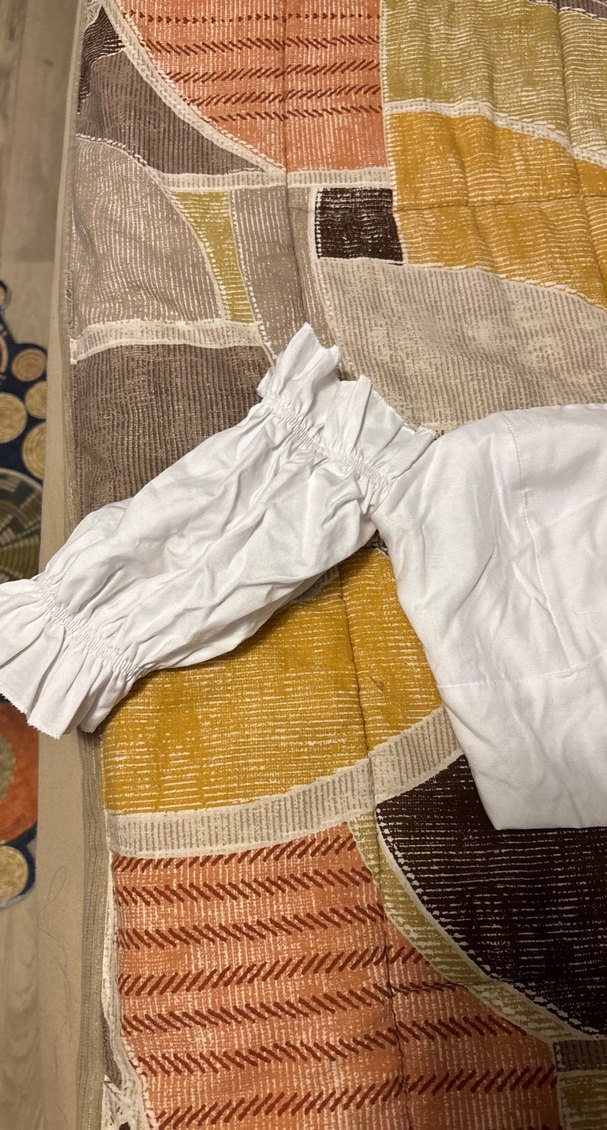 Beyaz Keten Düğmeli Bohem Bluz - Görsel 2