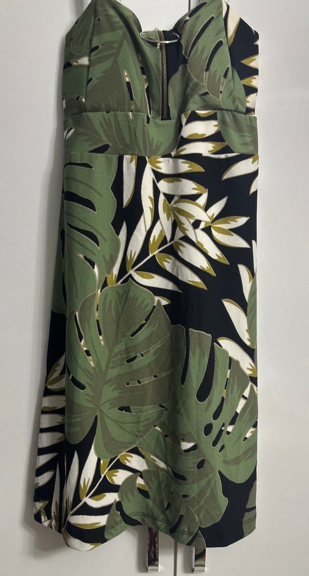 Yeşil Desenli Askılı Elbise - Görsel 2