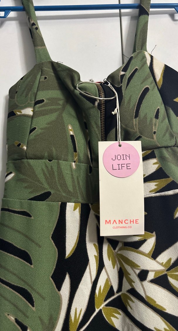 Yeşil Desenli Askılı Elbise - Görsel 3