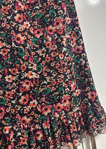 Kısa Kollu Çiçek Desenli Midi Bohem Elbise - Görsel 4